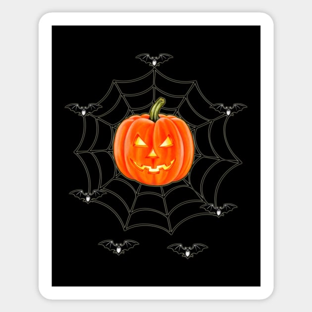 HALLOWEEN Jack O' Lantern caught in a Spiderweb Sticker by Colette